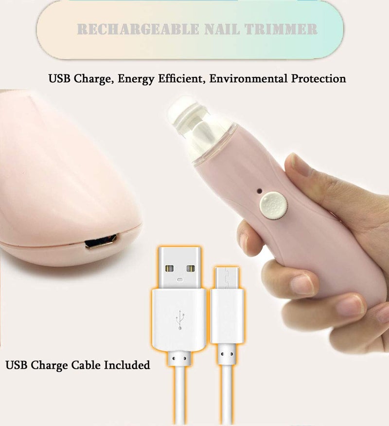 FANSIDI Rechargeable Baby Nail Trimmer with Stepless Speed Control, Safe Electric Baby Nail File for Newborns, Infants & Toddlers, 8100RPM, LED Light, Dust Shield, Adult Nail Care Set,Warm Blush Pink - Image 2